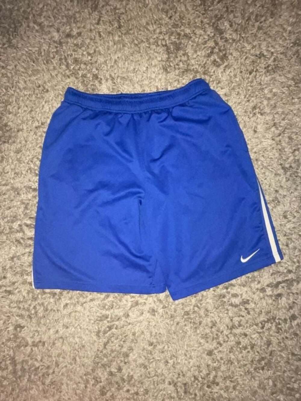 Nike Men's Royal Blue Athletic Performance Shorts with White Side Stripe